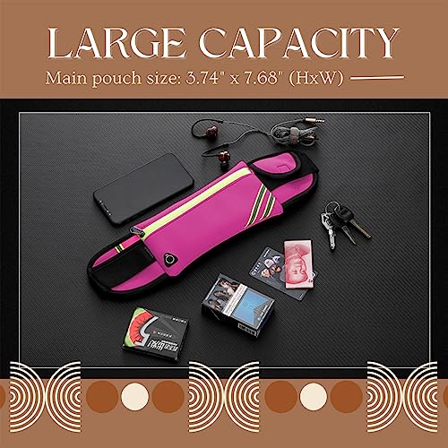 USHAKE Running Belt Fanny Pack for Women & Men, Phone Holder Waist Bag - color: Red