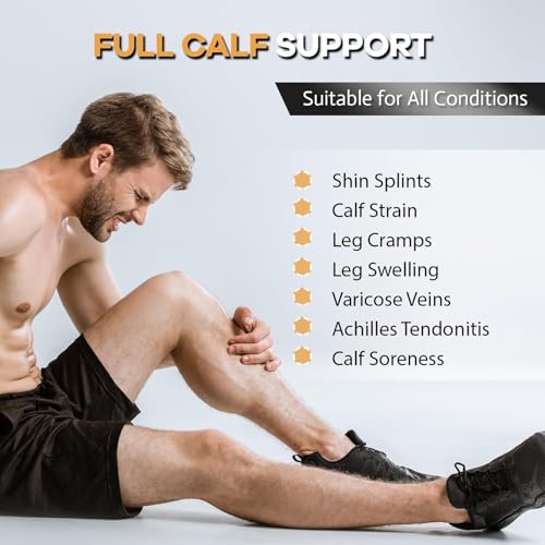 Copper Calf Compression Sleeves for Men Women, Shin Splint Relief, Grip - color: Nude, size: XX-Large