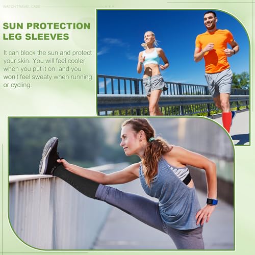 Sun Protection Leg Sleeves, Sports Compression Leg Cooling Ice Silk Sleeves with Anti-slip Silicone Strips - color: Blue