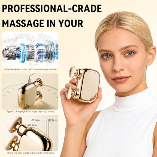 Double Head Mini Massage Gun,Portable Percussion Deep Tissues Muscle Massager,Compact Handheld Massager for Muscle Fatigue Relief, Home/Office/Travel,Gifts for Men Women,Gold - color: Gold
