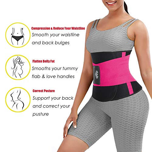ChongErfei Waist Trainer Belt for Women & Man - Waist Trimmer Ab Belt - color: Fuchsia, size: XX-Large