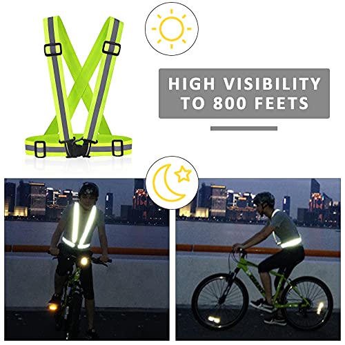 Reflective Vest - Running Vest Reflector, Reflective Running Vest with Safety Straps, High Visibility Reflector - color: P-20pcs Green