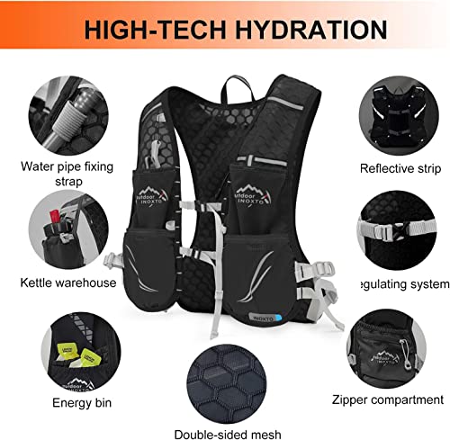 INOXTO Running Hydration Vest Backpack,Lightweight Insulated Pack with 1.5L Water Bladder Bag Daypack for Trail Hiking Running Cycling Race Marathon for Women Men - color: Back orange