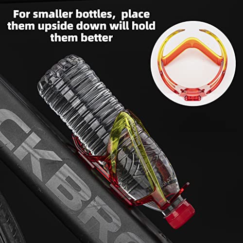 ROCKBROS Bike Water Bottle Holder Ultralight Bottle Cages with Screws Tool - color: Red-Yellow, size: Standard