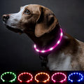 BSEEN Light Up Dog Collar, Silicone LED Pet Collar Rechargeable Glowing Puppy Necklace Safety Dog Lights for Night Walking (Pink) - color: Pink-Standard(70cm)