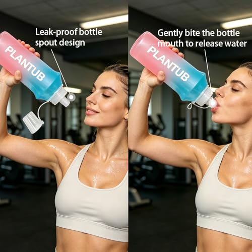Soft Foldable Water Bottle, TPU, Collapsible Flask for Outdoor Sports, Without stand up ability, Gradient Blue and Pink, Yellow Green - color: yellow green