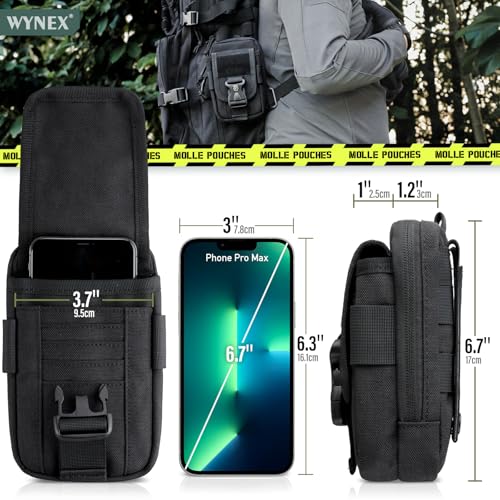 WYNEX Tactical Phone Pouch Molle, EDC Phone Holster, Small Admim Pouch - color: Black