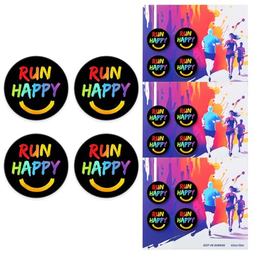 Suncalla 12pcs Race Bib Clips, Runner Race - color: Black, style: Smile