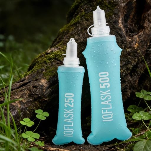3 Pack, TPU Soft Flask, Collapsible Water Bottle for Running Vest Hydration Pack(Light Blue) - color: Dark blue
