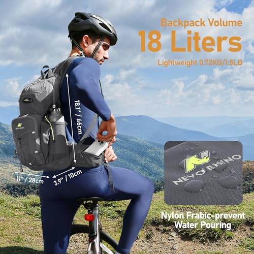 N NEVO RHINO Hydration Backpack, 18L Hiking Backpack with 3L Water Bladder - color: Grey