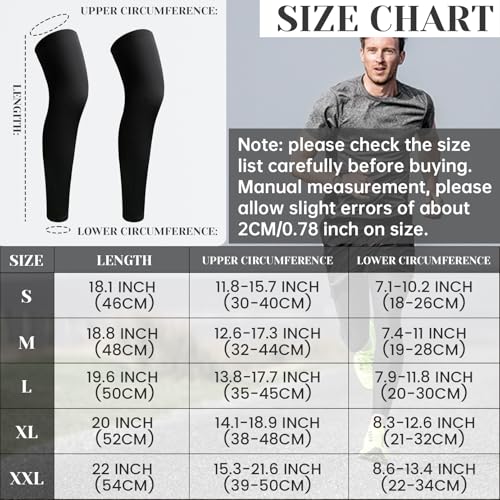 2 Pairs Leg Sleeves,Full Leg Compression Sleeve,Sports Compression Long Knee Sleeve with Anti-slip Silicone Strips - color: Black+black, size: Large