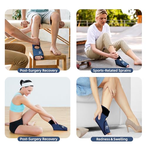 Ankle Ice Pack Wrap for Swelling & Pain Relief, Navy Blue - color: Navy Blue, size: Large