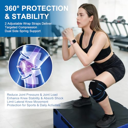 DOUFURT Knee Brace for Men & Women, Side Stabilizers & Patella Gel Pads - color: Pink & Black, size: X-Large(Pack of 1)