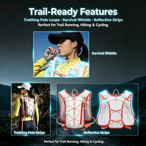 Lightweight Running Hydration Vest 2L Water Bladder for Women Men - color: White with Red, size: Vest Only (No Bladder)