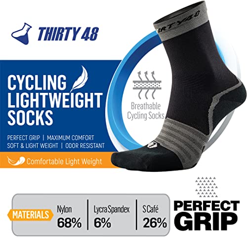 Thirty48 Cycling Socks with S.Café Fabric For Men and Women 3 Pairs - color: Green/Grey [3 Pairs], size: X-Large