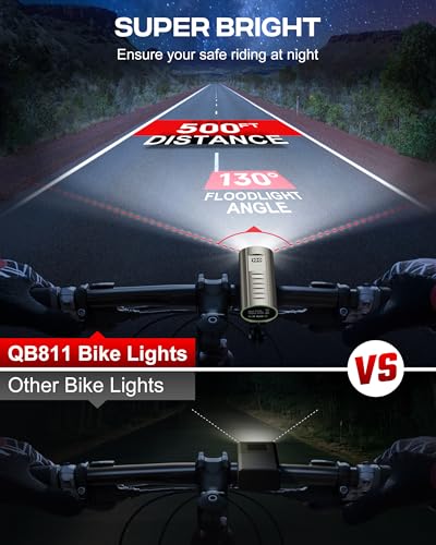 Bike Light Set, Prasky Rechargeable Bicycle Lights Front and Rear, Aluminum