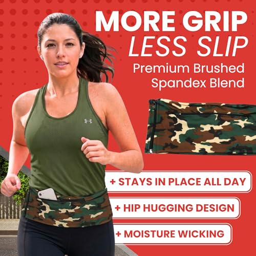 Fusion Belts Running Belt for Women & Men - Patented Side Zipper On Design - color: Camo, size: Medium