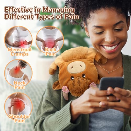 Microwave Heating Pad for Pain Relief, 16" x 12" Microwavable Heating Pads for Cramps, Back Pain, Neck Shoulder, Muscles, Knee, Joints, Natural Heat Pack Moist Heat, Highland Cow Adorned with Flowers - size: Highland Cow-2