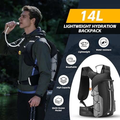 Hydration Backpack - Lightweight Water Backpack with 2L Water Bladder, Small Hiking Backpack for Running Cycling Camping Rave for Men Women - color: Gray1