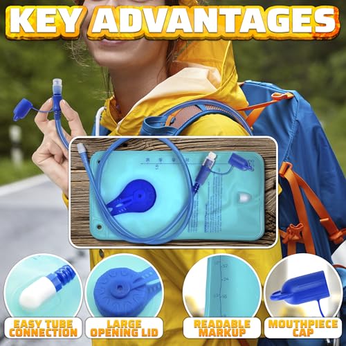 1/1.5L Water Bladder for Hiking Backpack, Wide Mouth, Fill Marks - color: Blue 1.5 L