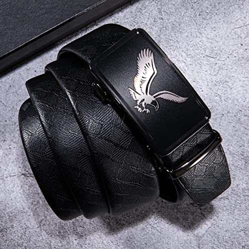 Dubulle Ratchet Belt for Men Leather Adjustable Designer Fashion Buckle - color: Black Eagle Buckle, size: Adjustable Fit 22" to 38" Waist