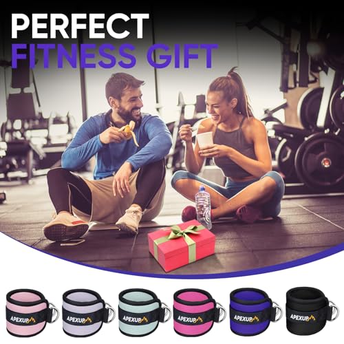 APEXUP Ankle Strap for Cable Machine, Ankle Resistance Bands, Cable Kick Back Ankle Straps for Gym, Glute Workouts, Leg Extensions, Adjustable Straps with Neoprene Padding - color: Purple, style: Pair