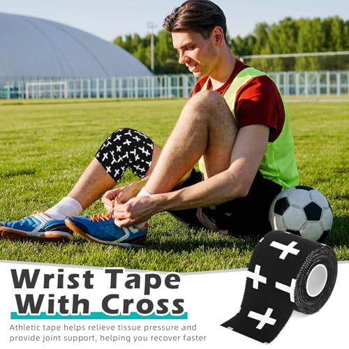 TrelaCo 1 Pcs Cross Wrist Tape Christian Athletic Tape, Black - color: Black