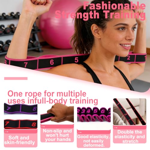 5 Pack Fitness Resistance Bands, Numbered Resistance Bands for Glutes, 8-Section Elastic Training Bands for Yoga, Stretching, Pilates, Fitness