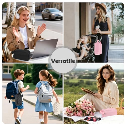Fammart Freezable Snack Bag with Removable Ice Packs, Small Insulated Lunch Bag Mini Cooler, Leakproof Reusable Snack Lunch Box with Buckle Handle for Work, Travel, Office - Checkered Khaki - color: with Ice Packs - Checkered Khaki