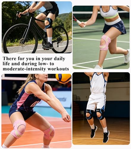2 Pack Patella Knee Brace with Spring Support,Knee Pain Relief Adjustable Patellar Tendon Support Strap for Tennis, Running, Workout, Arthritis Injury Recovery (Black, One Size)