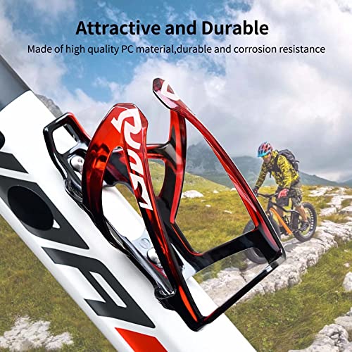 Suruid Bike Water Bottle Cage, Universal Drink Holder - Durable Ultralight Plastic Bottle Holder for Cycling, MTB, Road & Mountain Bikes, 2 Pack - Black Red - color: Black Red