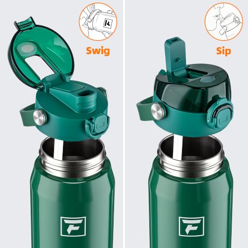 Fanhaw 24oz Stainless Steel Water Bottle with 2-in-1 Lid, Mars Green - color: Mars Green