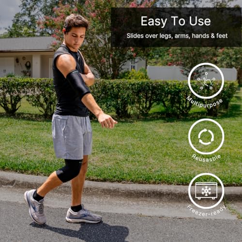 NatraCure Cold Therapy Compression Sleeve for Injuries & Pain Relief - Reusable Ice Sleeve for Arm, Forearm, Elbow, Wrist - Ice Sleeve Pack Wrap for Leg, Shin, Calf, Ankle, Foot - SM - size: Small (Pack of 1)