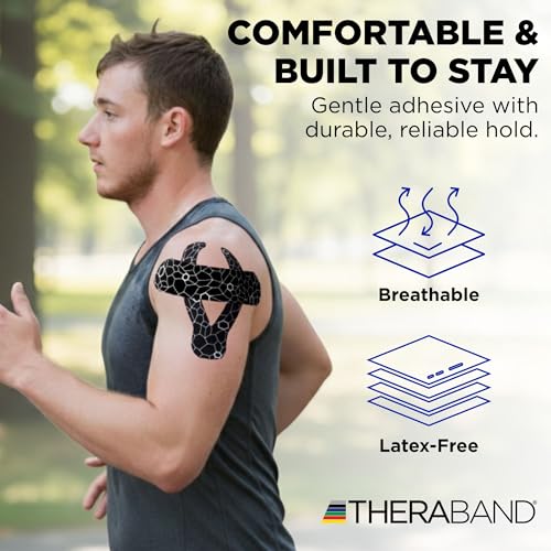 THERABAND Kinesiology Tape for Shoulder, Back & Knee, 2", Black/White - color: Black/White