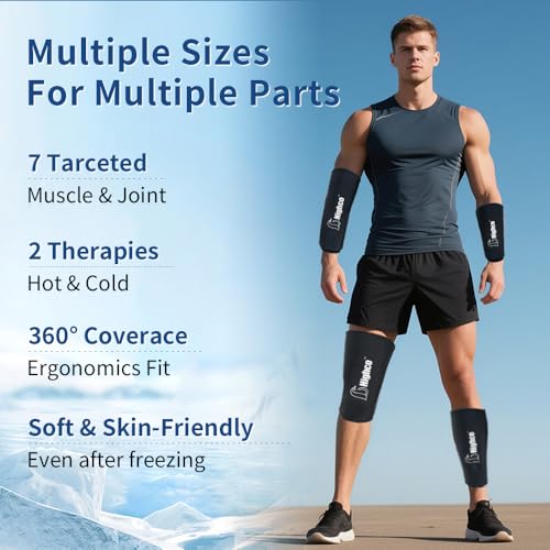 Pack of 1,Elbow Gel Ice Packs Wrap Freeze Sleeve for Injury Hot & Cold Compression,360° Coverage Ice Knee Sleeve Cold Wrap for Sprains, Arthritis, Elbow Pain, Tendonitis (Black,S)