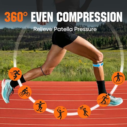 2PCS Black Patellar Tendon Support Strap, Knee Pain Relief Patella Band