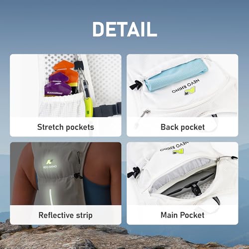N NEVO RHINO Running Vest with 1.5L Water Bladder, Hydration Vest Pack - color: White
