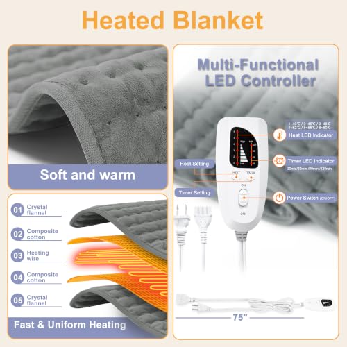 Heating Pad,Electric Heating Pads,Heating Pad for Back,DimGray,24x12 Inch - color: Darkgray, size: 24x12 Inch