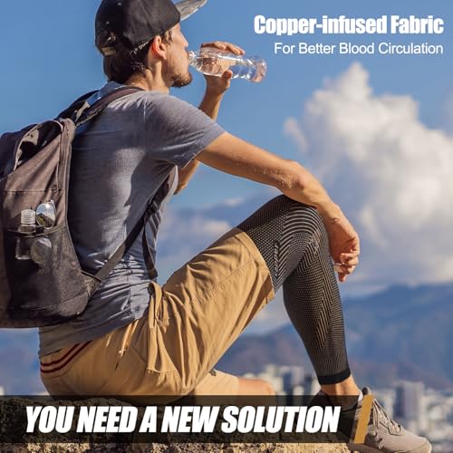 NEENCA Copper Compression Leg Sleeve, Ultra-thin with Copper Ions Infused - size: Small
