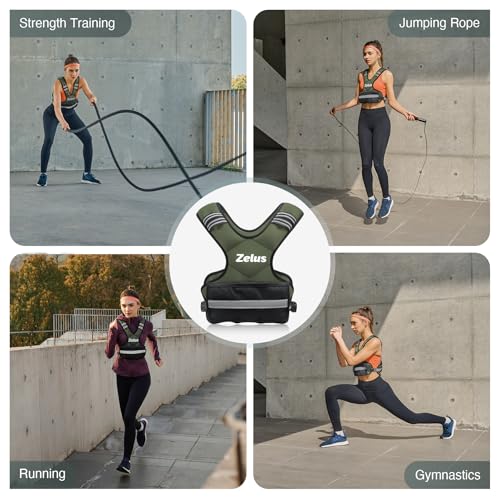 ZELUS Weighted Vest for Men Women,Adjustable 4-32lb Vest, Removable Weights - color: Green, size: 11-20 lb.