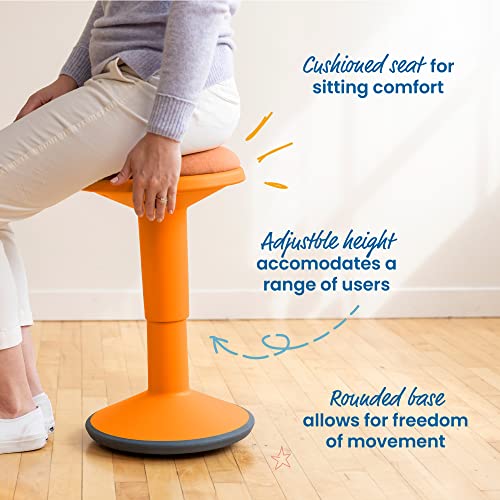 ECR4Kids Sitwell Wobble Stool with Cushion, Adjustable Height, Active Seating, Orange - color: Orange