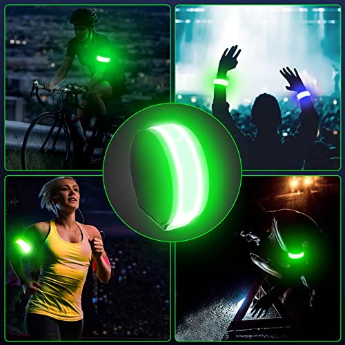 2 Pack USB-C Rechargeable Safety Lights for Runners, 360° Reflective LED Bracelets Armbands Reflectors for Walking at Night - color: Black