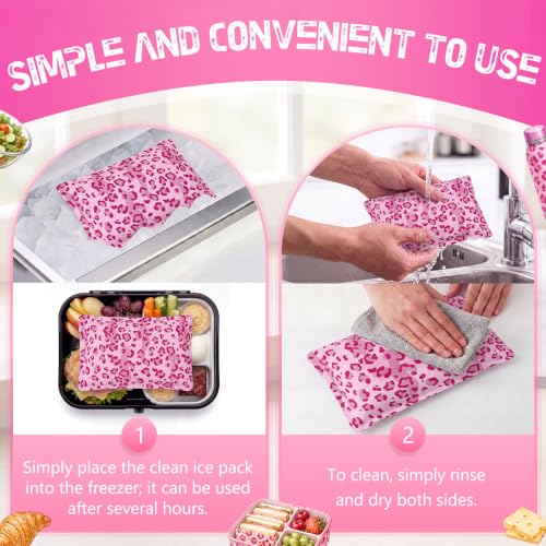 VIHOSE 2 Pcs Ice Packs for Lunch Box Bag - color: Pink, style: Leopard Print