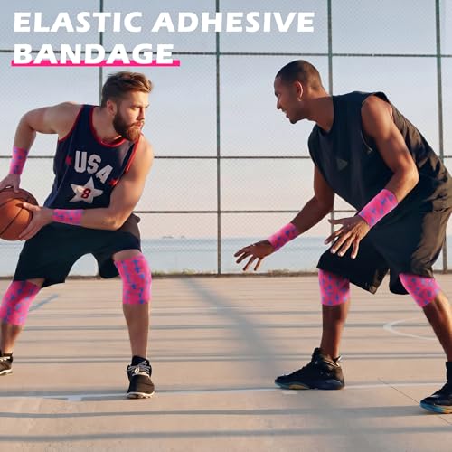 TrelaCo 2 Pack Cross Athletic Tape 2 in x 15 FT Self Adherent Wrap, Pink - color: Pink, size: Cross