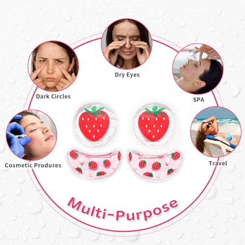 4PCS Gel Eye Ice Pack Set Reusable, Cold and Hot Compress for Eyes - color: Strawberrys