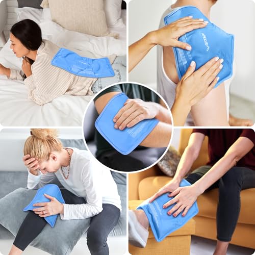 APEXUP Gel Ice Packs for Injuries Reusable, Flexible Double Sided Cold Packs for Injuries, Ice Pack for Knee, Shoulder, Back, Hip, Leg, Arm (Blue, 8"x5.5", 1PK) - size: S-1PK (8"x5.5"), style: Blue