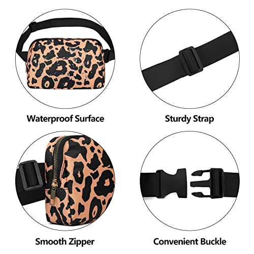 VOROLO Fanny Pack Women And Men Black+Leopard Yellow - color: Black+Leopard Yellow