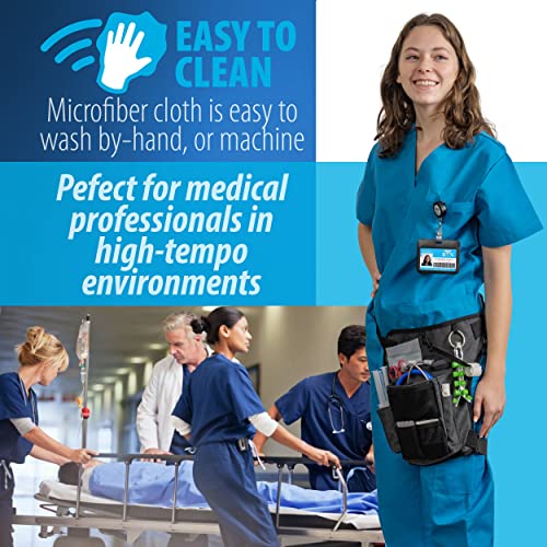 Nursing Tools Nurse Fanny Pack with Elastic Leg Band – Nursing Waist Bag Organizer with Holders for Stethoscope, Tape & Bandage Scissors – Medical Utility Pack (Black Noche) - color: Black Noche