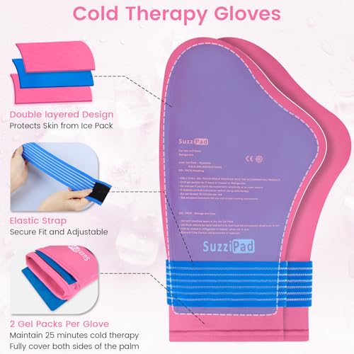 SuzziPad Cold Socks & Hands Ice Pack for Chemo Must Haves, Bright Pink, XL - size: XL