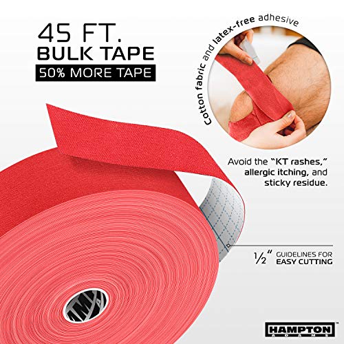 Hampton Adams Kinesiology Tape, Uncut Roll, Waterproof Muscle Support - color: Red, size: 2in x 135ft (1 Roll)